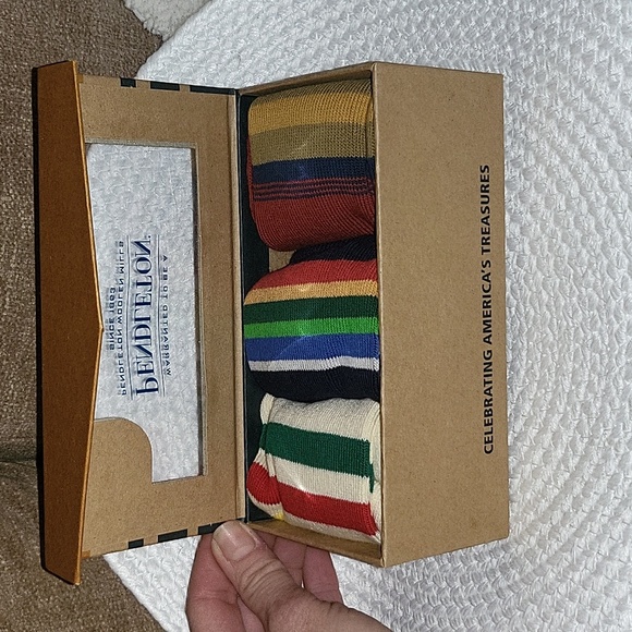 Pendleton Large Kids Striped 3 Pair Crew Socks National Park Collection - Picture 3 of 10